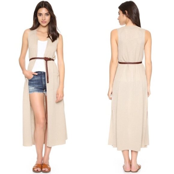 Splendid Tunic Vest Duster L Prescott Wool Cork Neutral Minimalist Capsule Warm - Picture 7 of 16